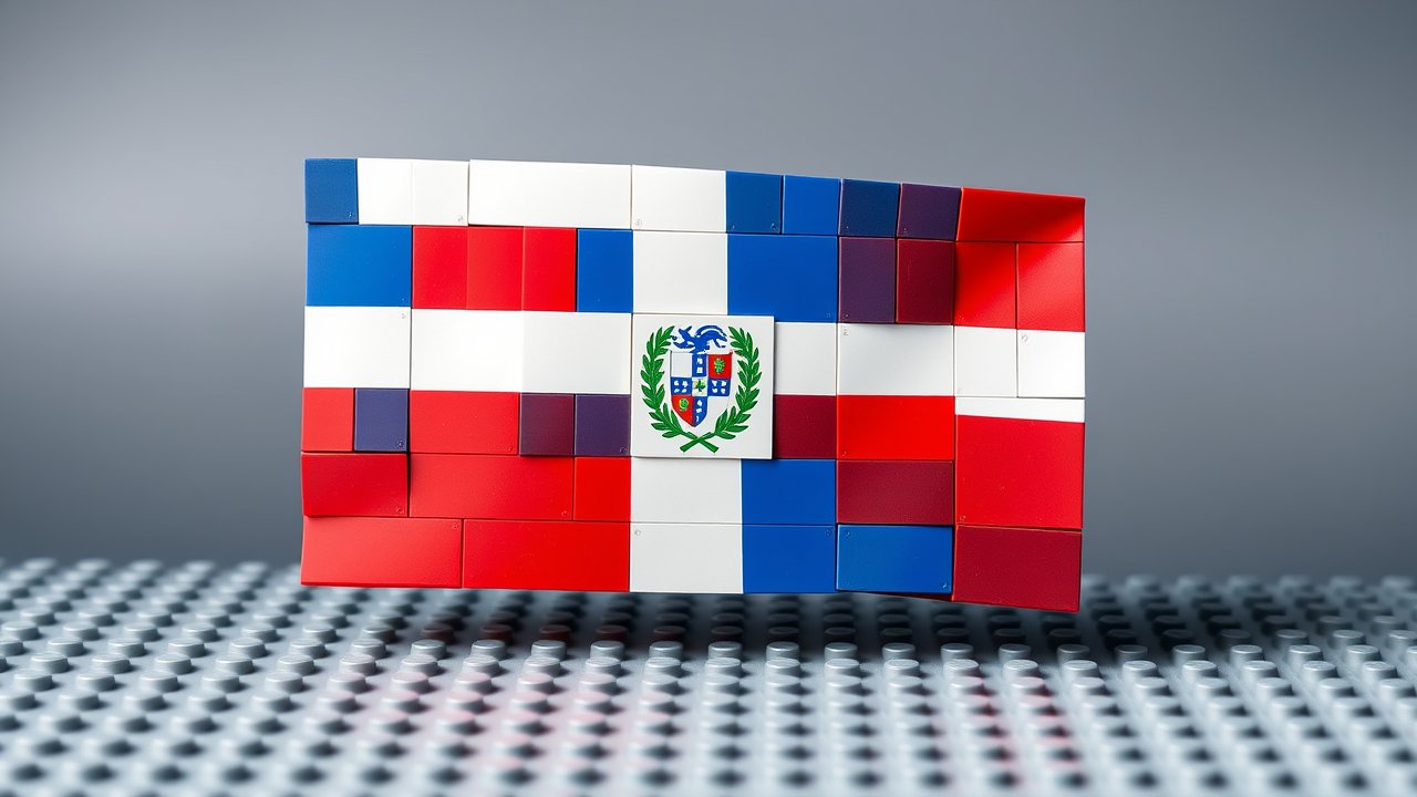 Flag of Dominican Republic 🇩🇴 in lego bricks style