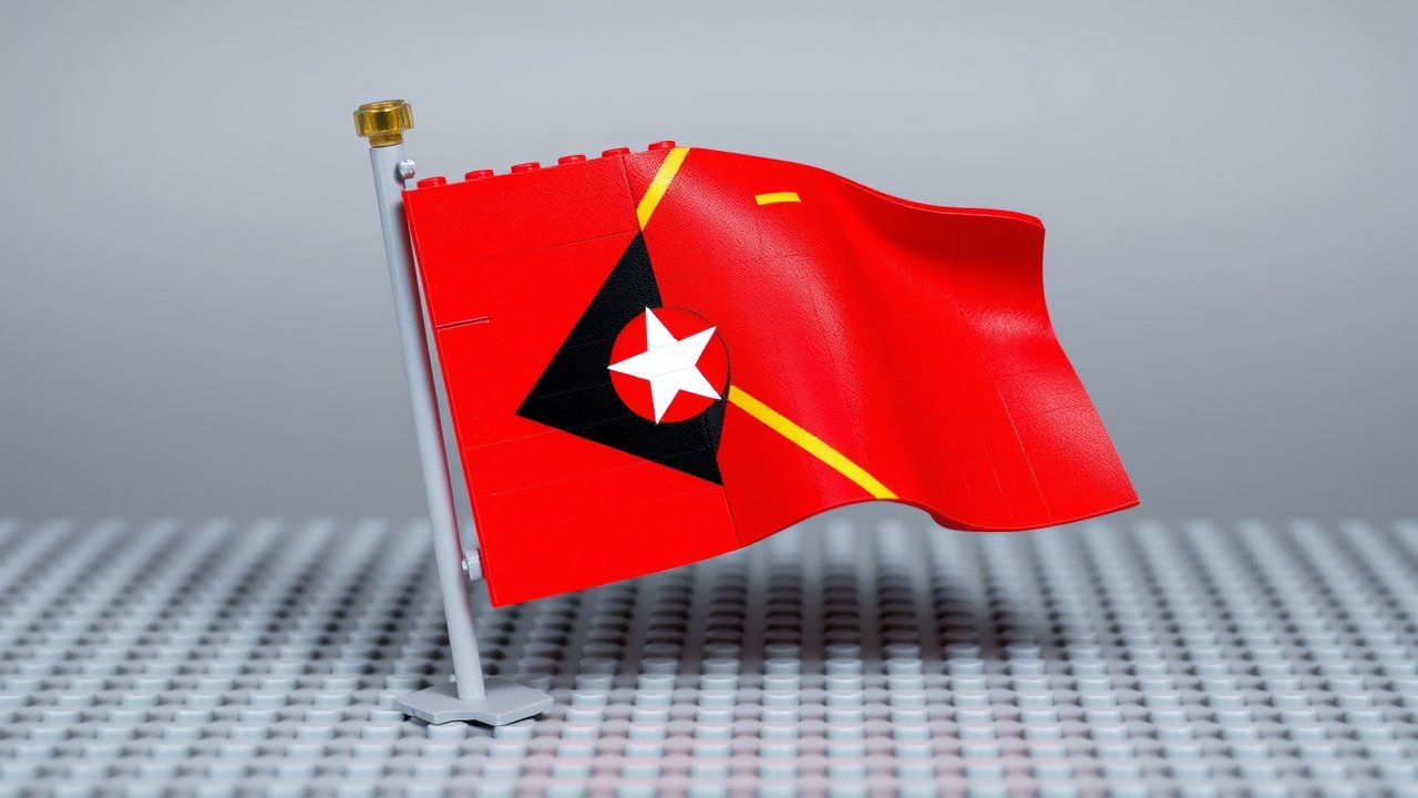Flag of Timor Leste 🇹🇱 in lego bricks style