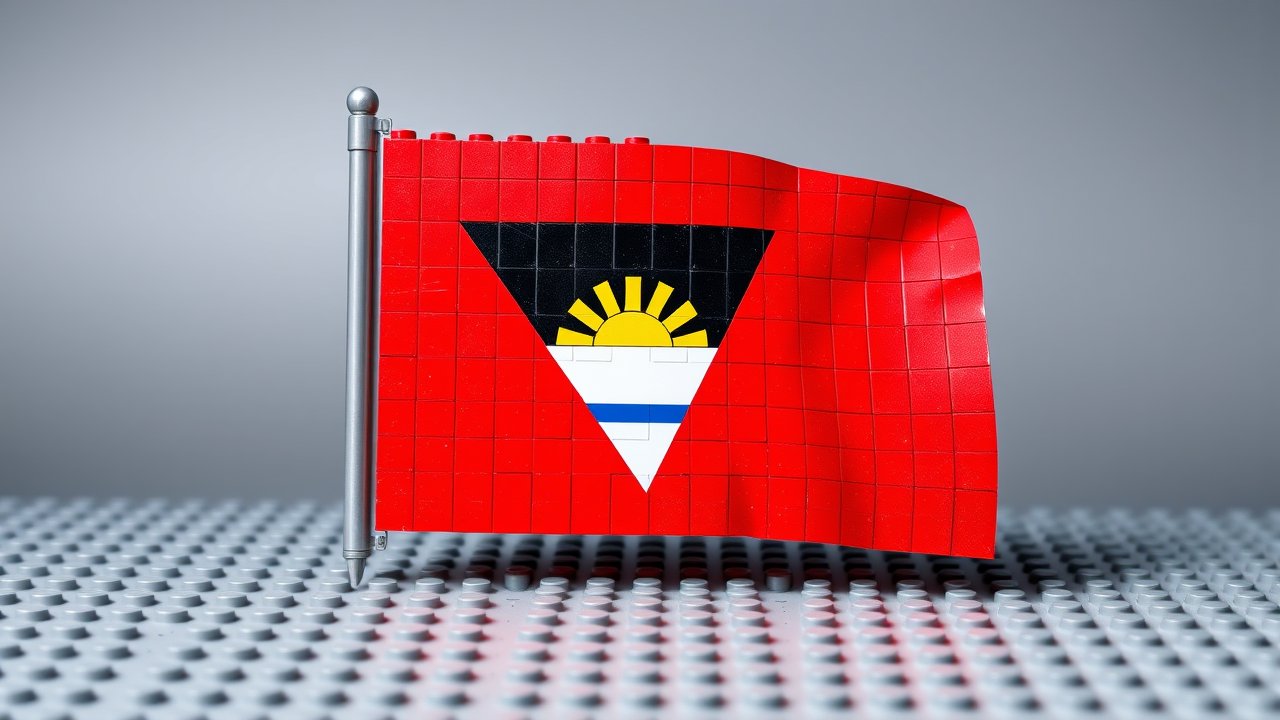 Flag of Antigua and Barbuda 🇦🇬 in lego bricks style