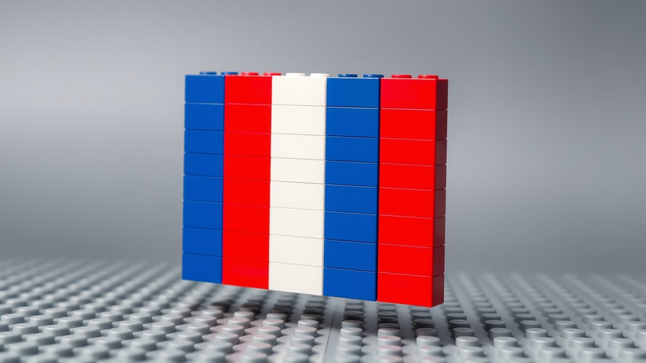 Flag of France 🇫🇷 in lego bricks style