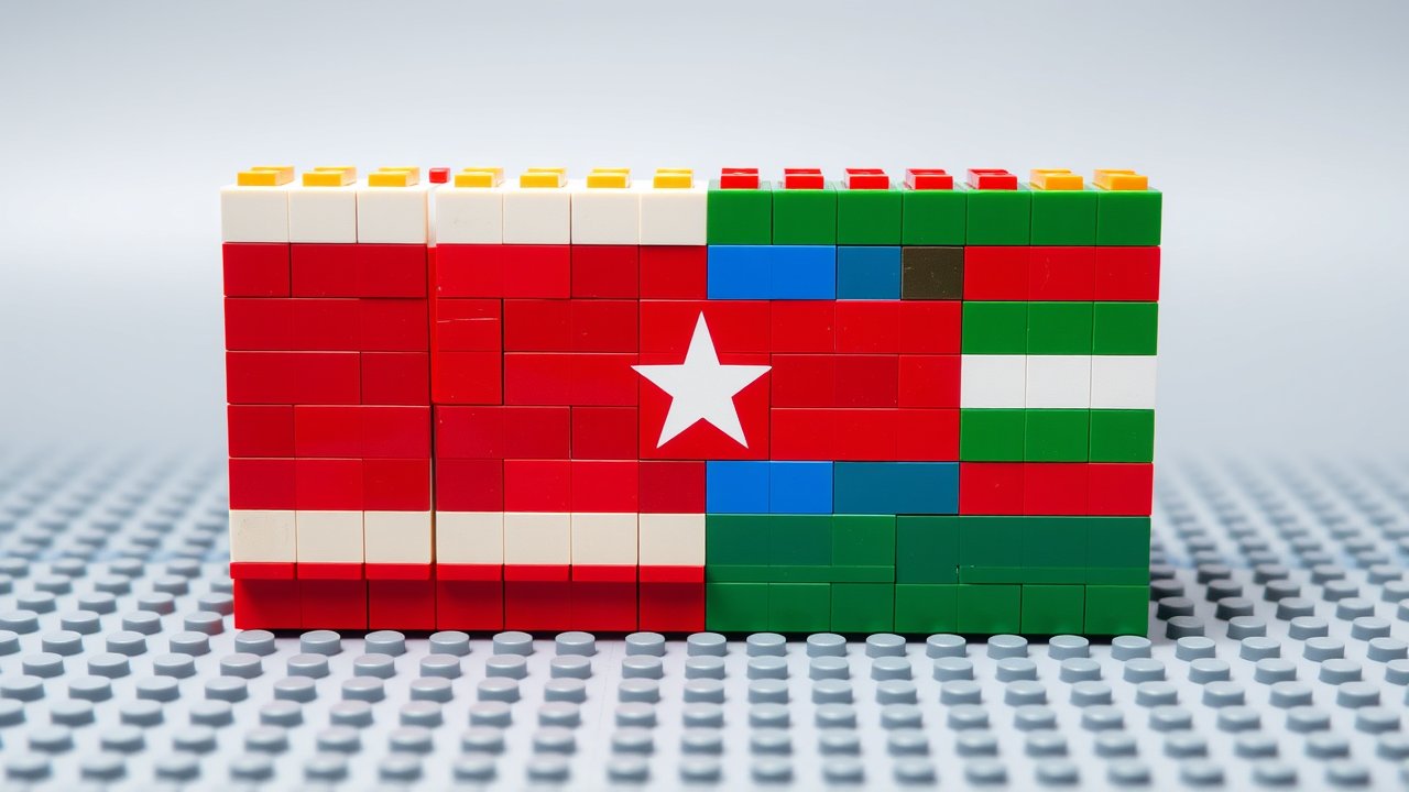 Flag of Gambia 🇬🇲 in lego bricks style