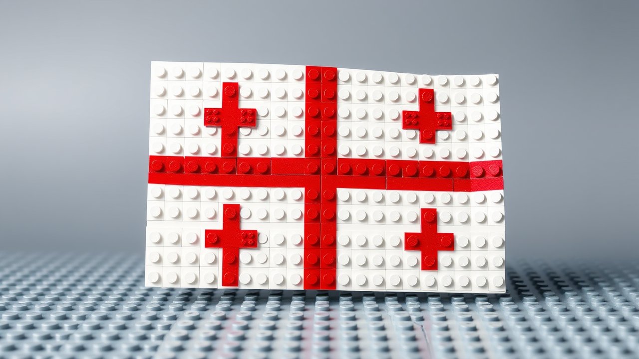 Flag of Georgia 🇬🇪 in lego bricks style