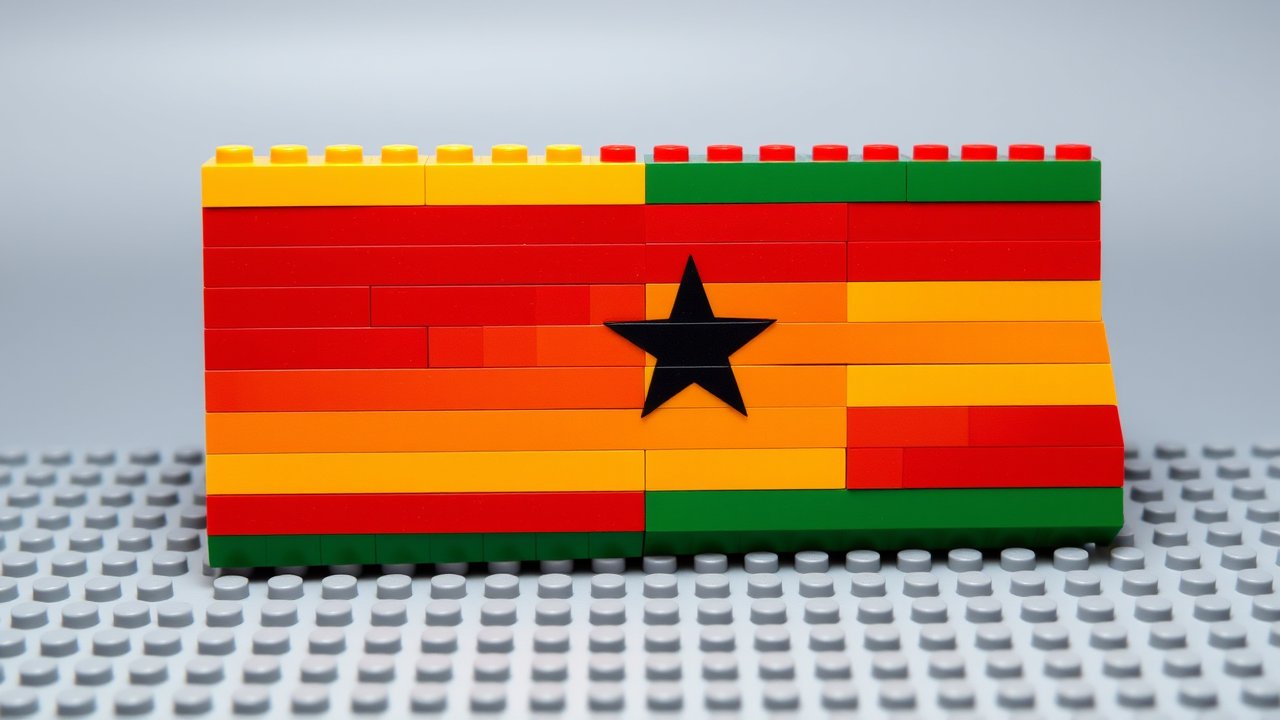 Flag of Ghana 🇬🇭 in lego bricks style