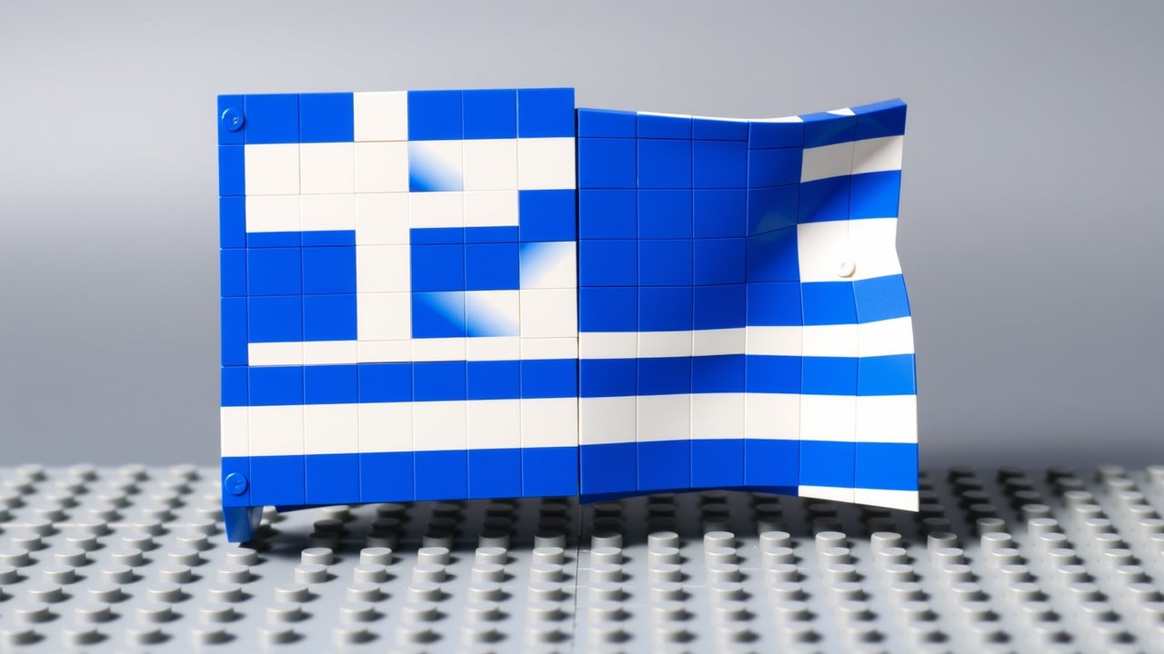 Flag of Greece 🇬🇷 in lego bricks style