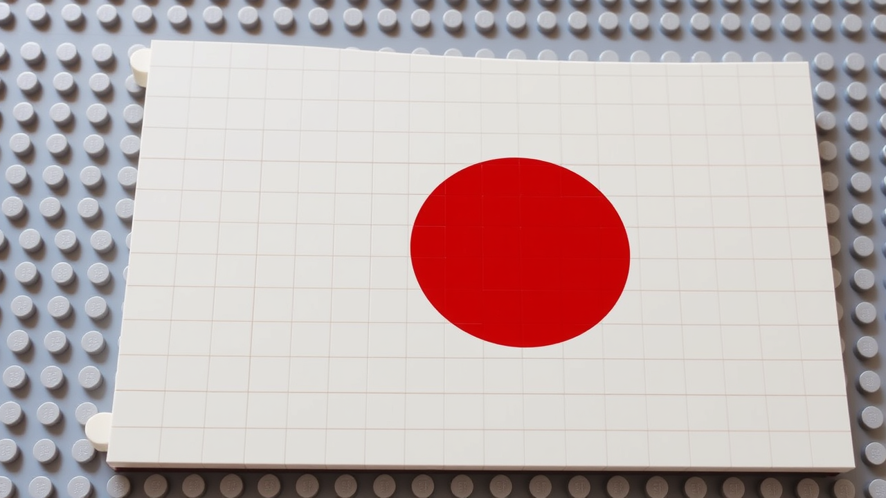 Flag of Japan in lego bricks style