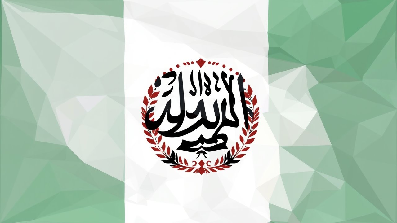 Flag of Afghanistan 🇦🇫 in low-poly geometric style