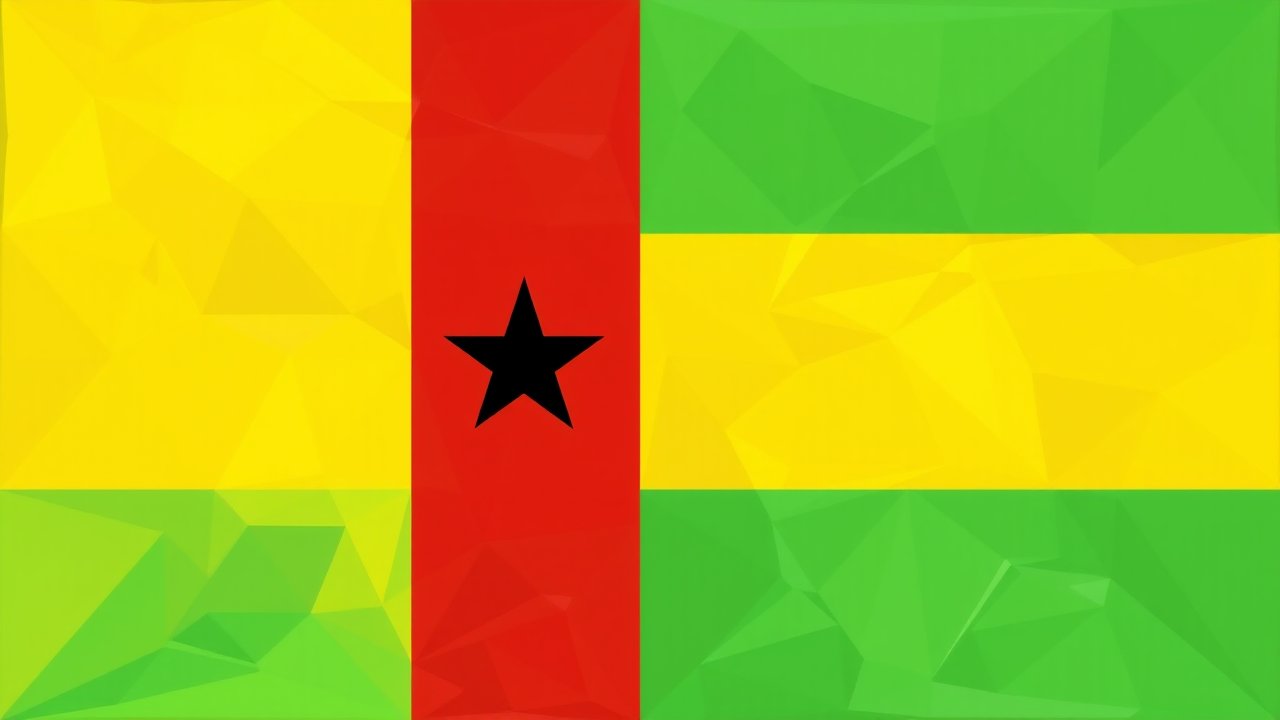 Flag of Guinea-Bissau 🇬🇼 in low-poly geometric style