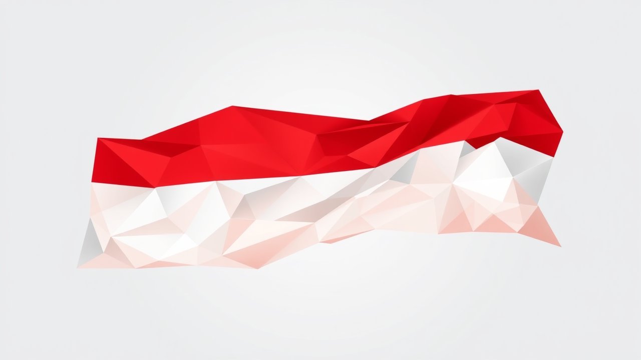 Flag of Indonesia 🇮🇩 in low-poly geometric style