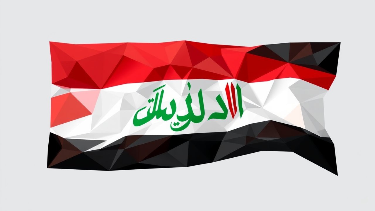 Flag of Iraq 🇮🇶 in low-poly geometric style
