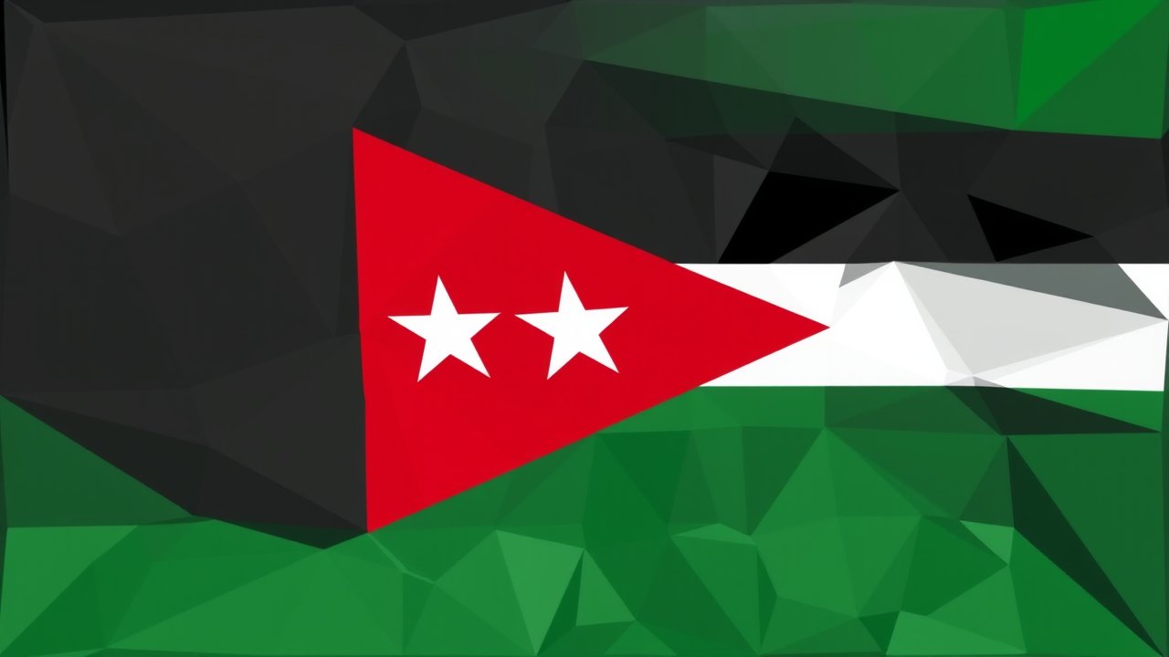 Flag of Jordan 🇯🇴 in low-poly geometric style