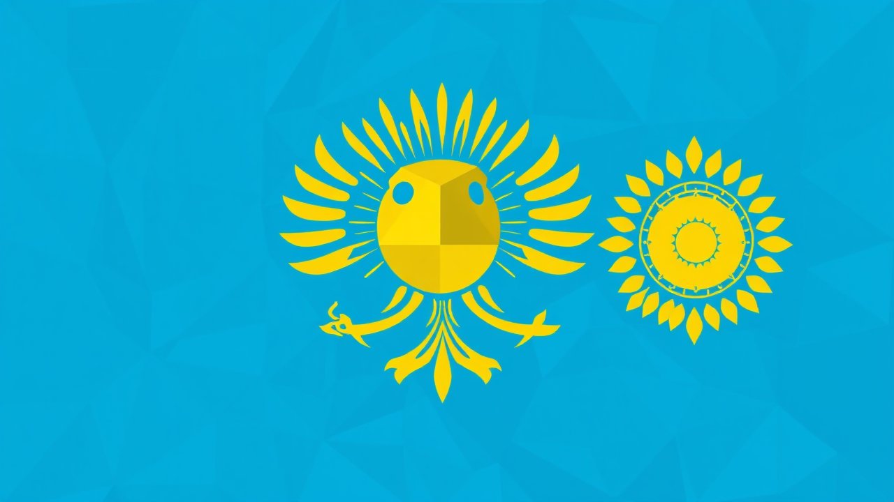 Flag of Kazakhstan 🇰🇿 in low-poly geometric style