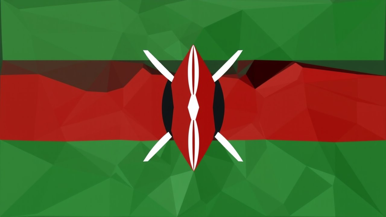 Flag of Kenya 🇰🇪 in low-poly geometric style