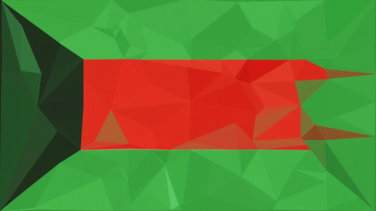 Flag of Kuwait 🇰🇼 in low-poly geometric style