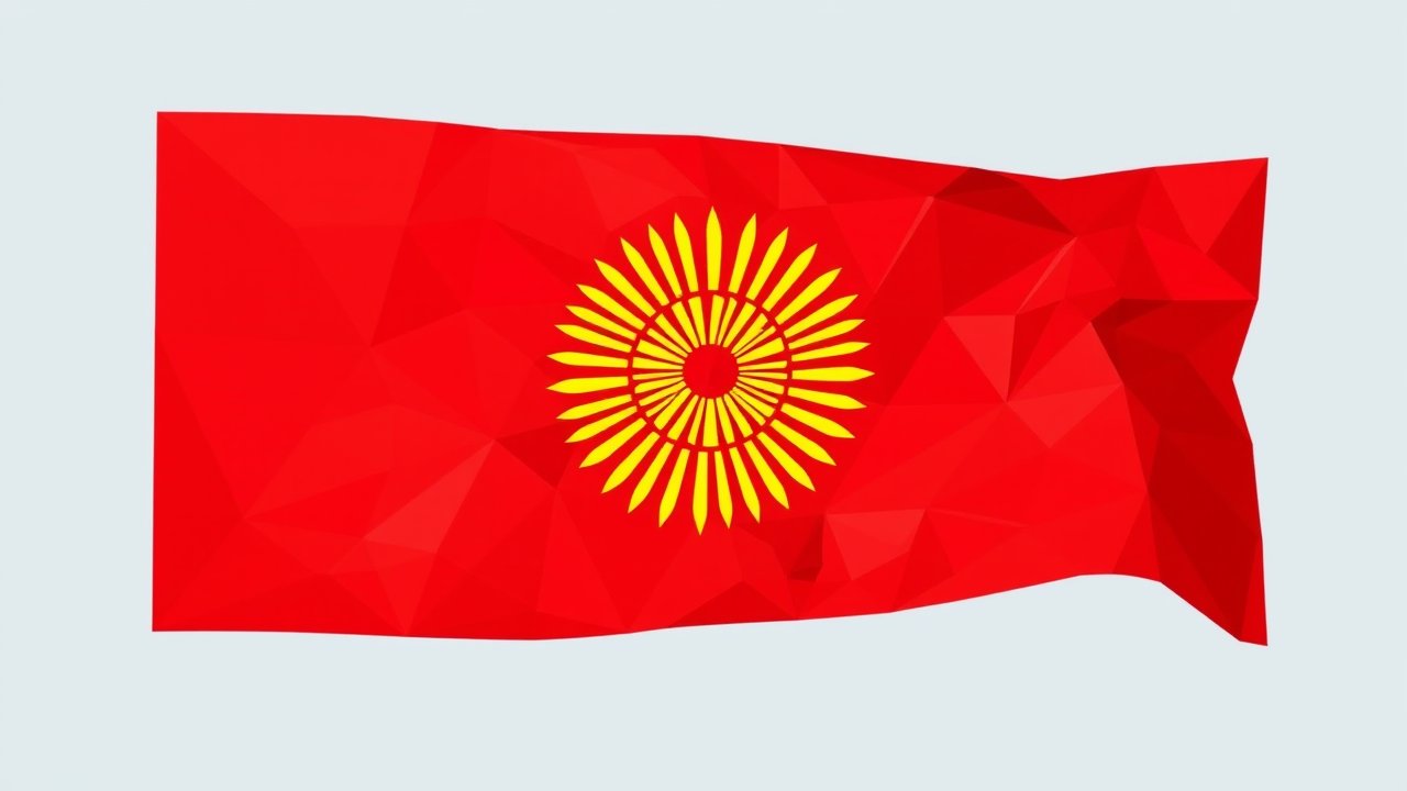 Flag of Kyrgyzstan 🇰🇬 in low-poly geometric style
