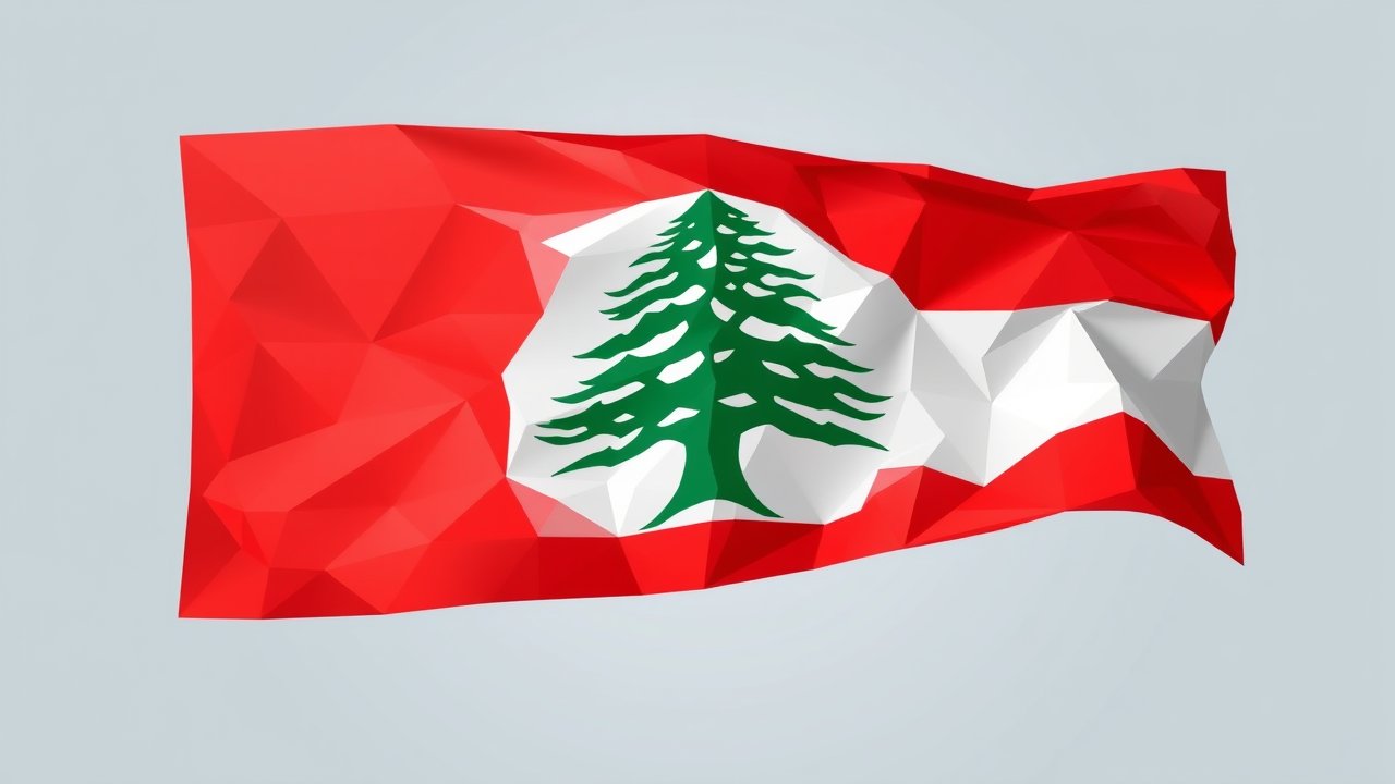 Flag of Lebanon 🇱🇧 in low-poly geometric style