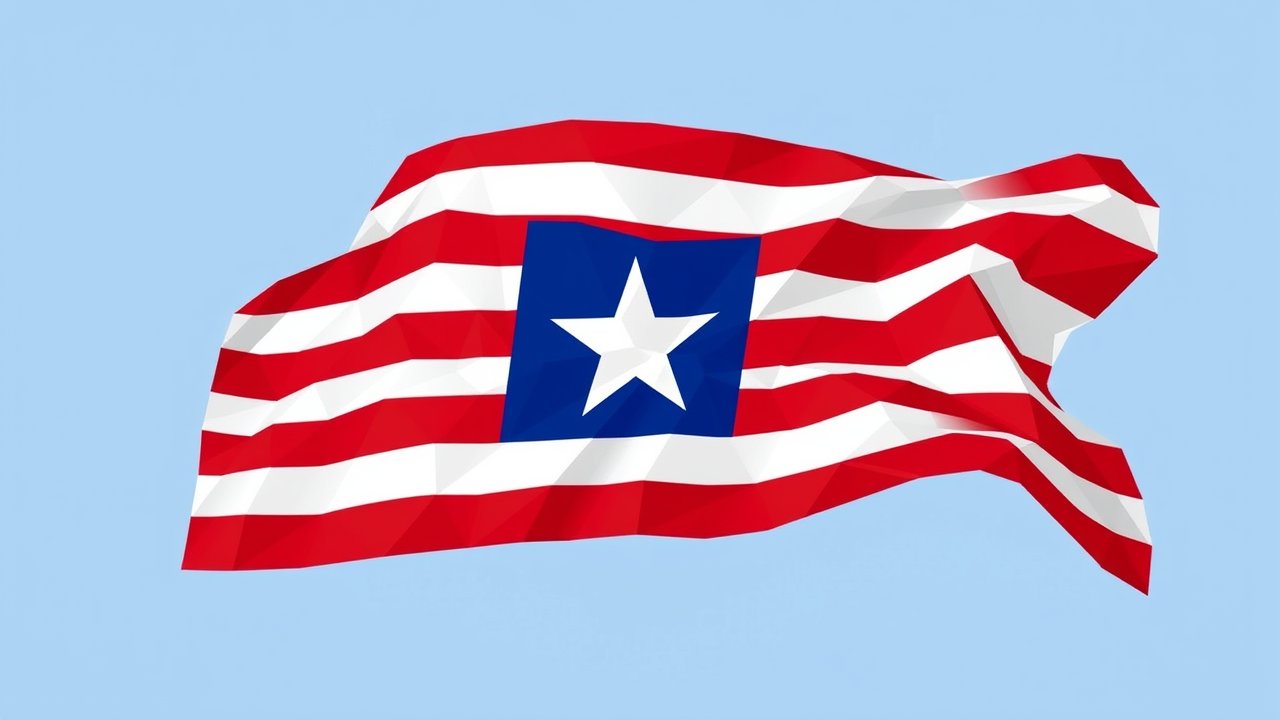 Flag of Liberia 🇱🇷 in low-poly geometric style