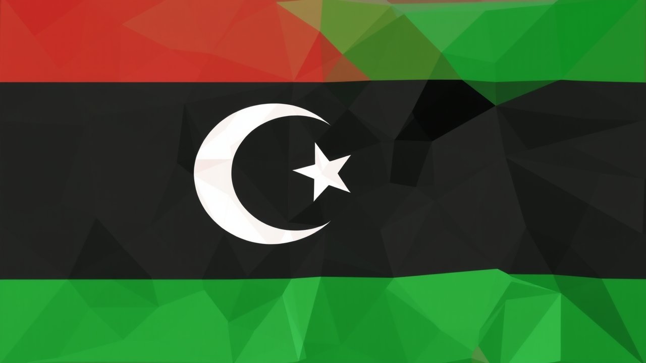 Flag of Libya 🇱🇾 in low-poly geometric style