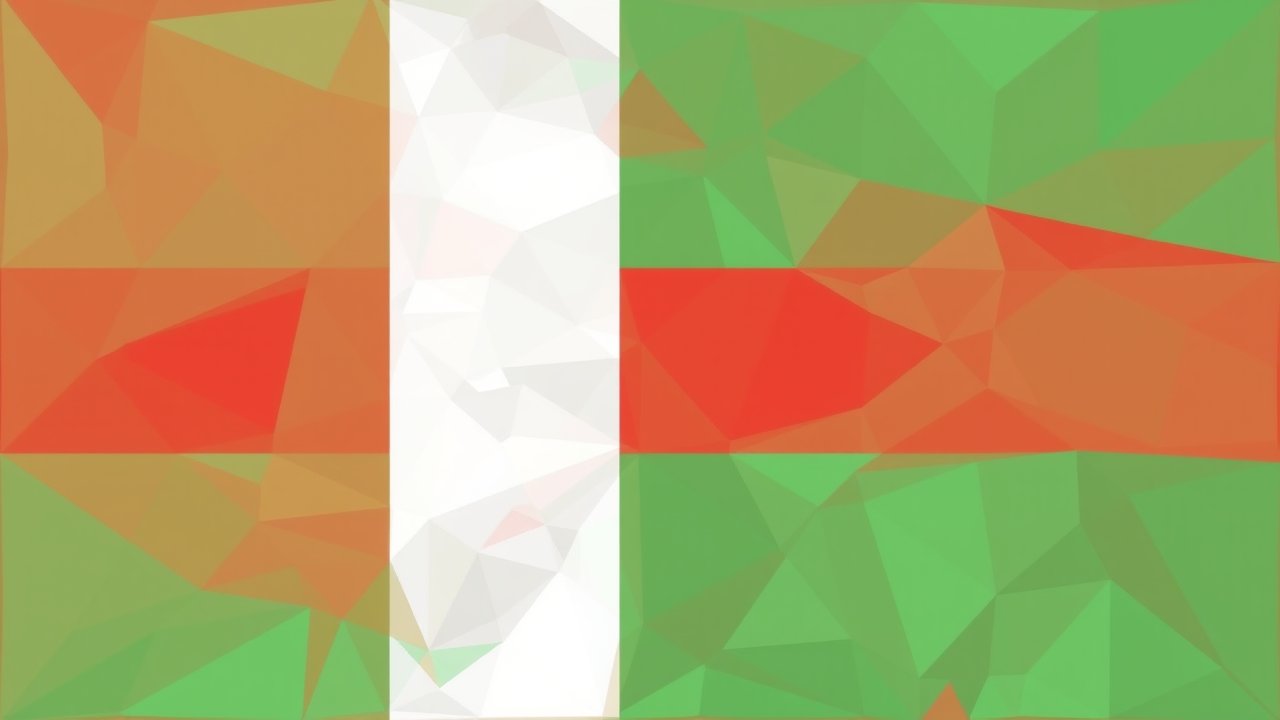 Flag of Madagascar 🇲🇬 in low-poly geometric style