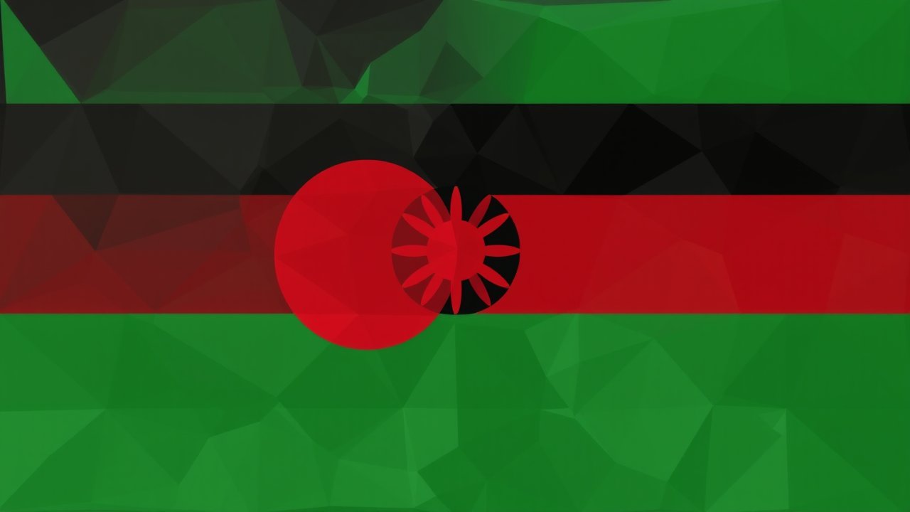 Flag of Malawi 🇲🇼 in low-poly geometric style