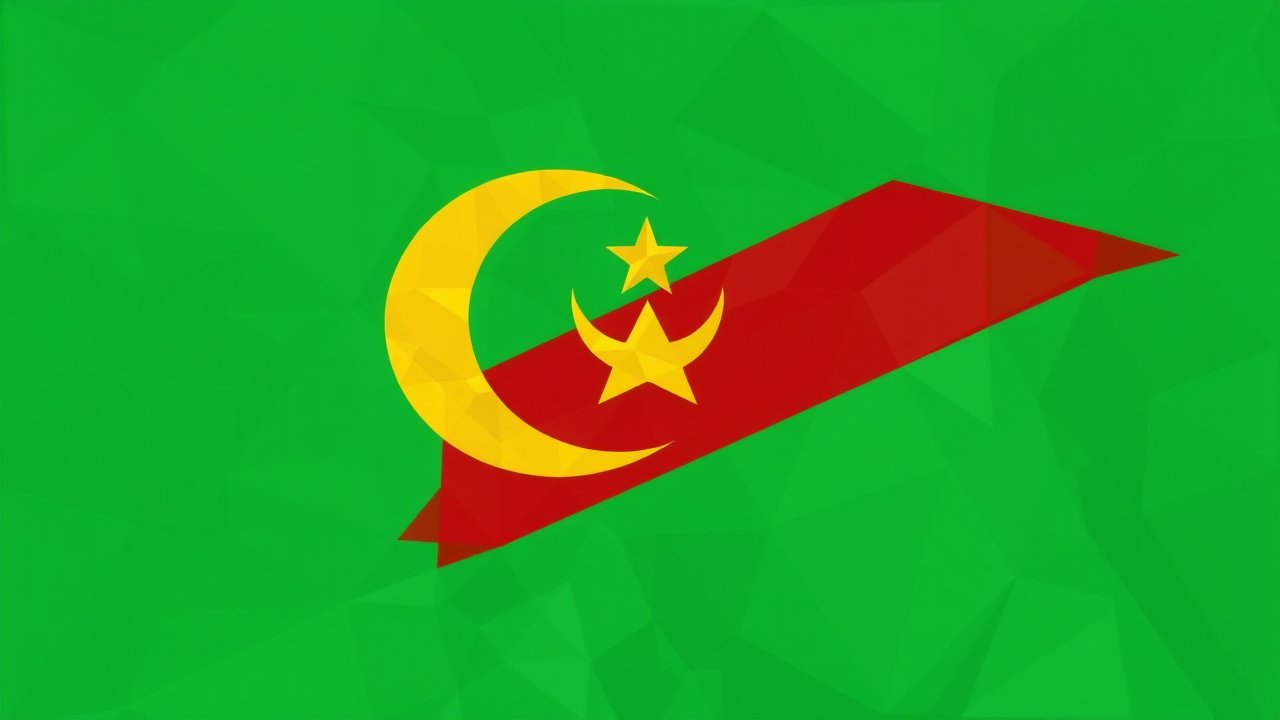Flag of Mauritania 🇲🇷 in low-poly geometric style