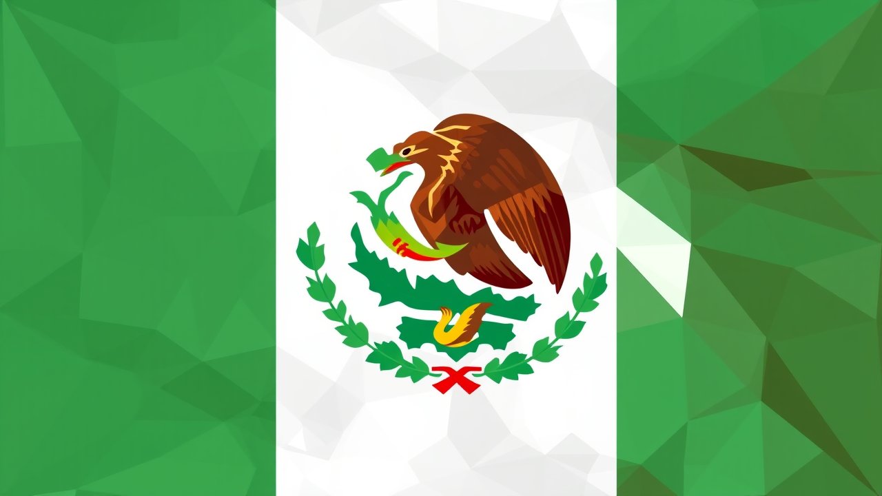 Flag of Mexico 🇲🇽 in low-poly geometric style
