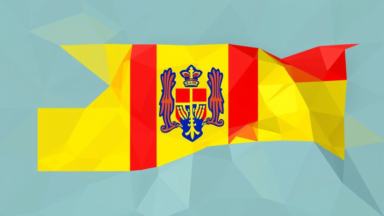 Flag of Moldova 🇲🇩 in low-poly geometric style