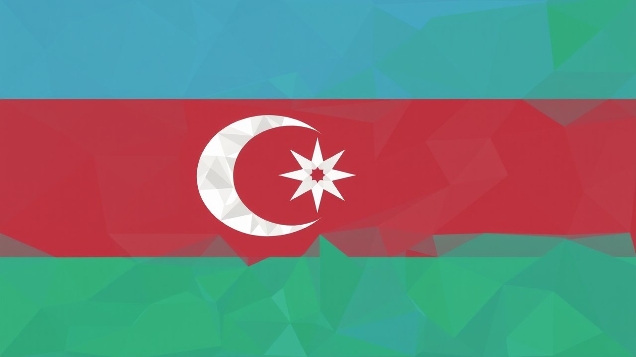 Flag of Azerbaijan 🇦🇿 in low-poly geometric style