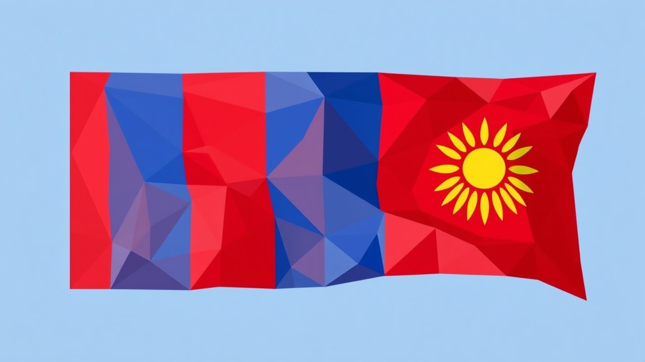 Flag of Mongolia 🇲🇳 in low-poly geometric style