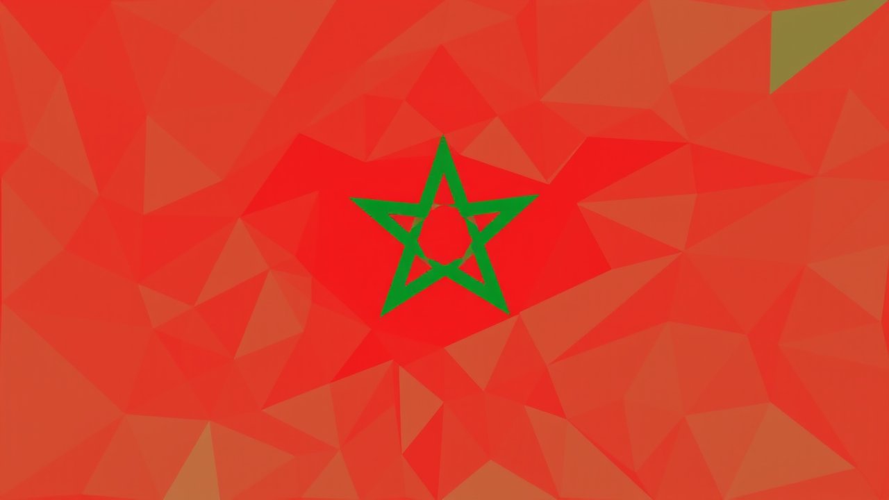 Flag of Morocco 🇲🇦 in low-poly geometric style