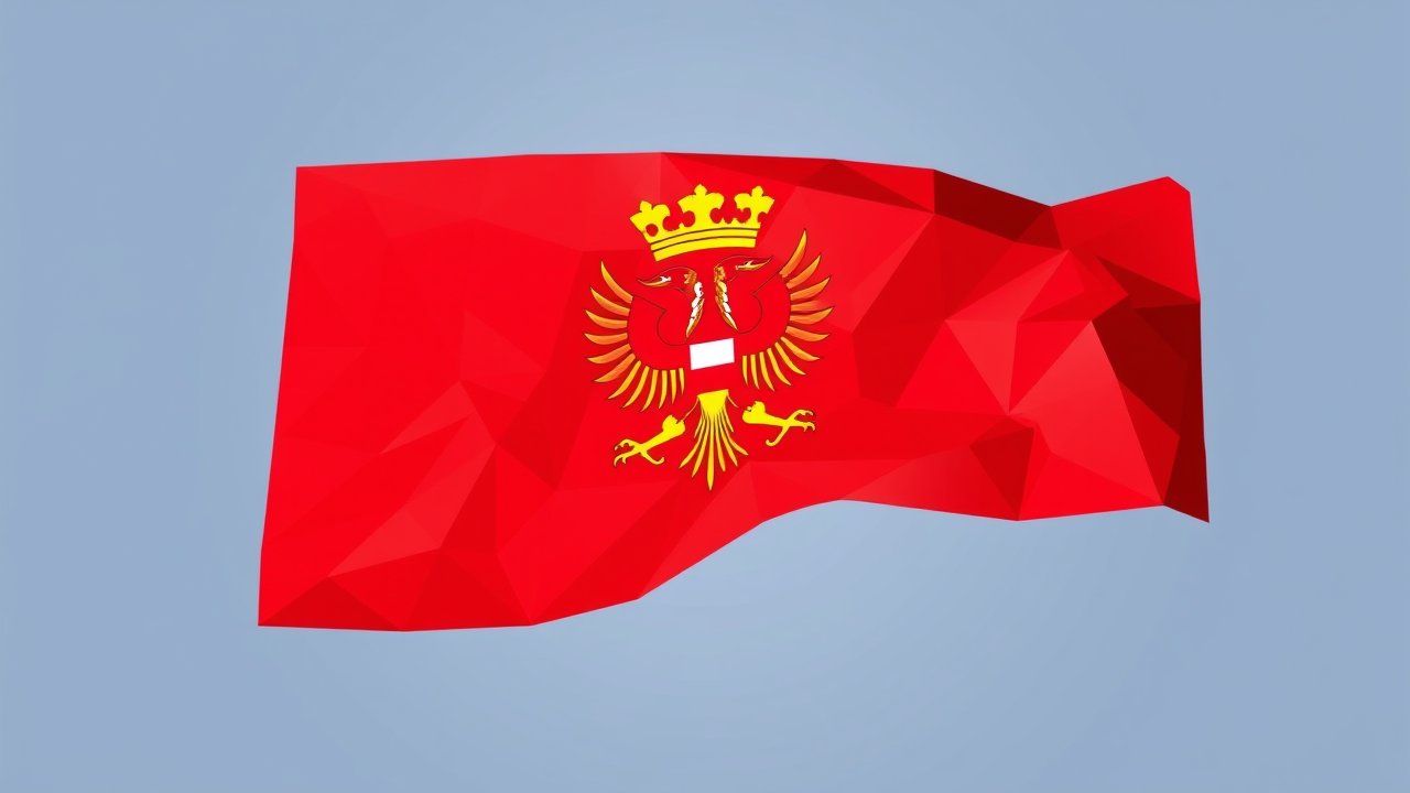 Flag of Montenegro 🇲🇪 in low-poly geometric style