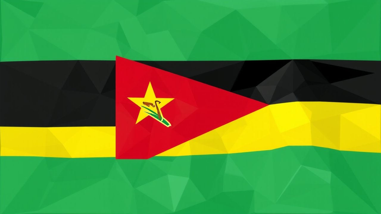 Flag of Mozambique 🇲🇿 in low-poly geometric style