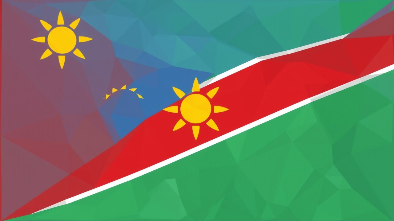 Flag of Namibia 🇳🇦 in low-poly geometric style