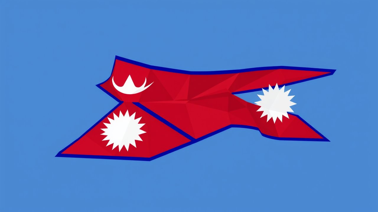 Flag of Nepal 🇳🇵 in low-poly geometric style