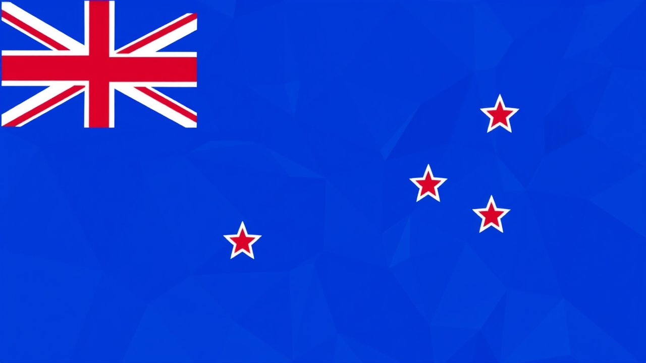Flag of New Zealand 🇳🇿 in low-poly geometric style