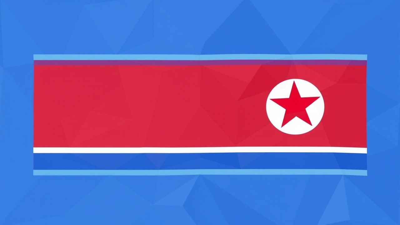 Flag of North Korea 🇰🇵 in low-poly geometric style