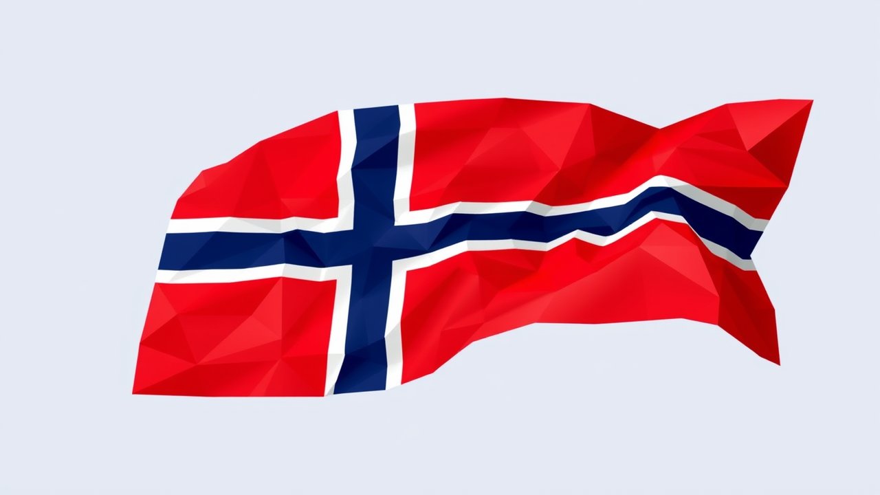Flag of Norway 🇳🇴 in low-poly geometric style