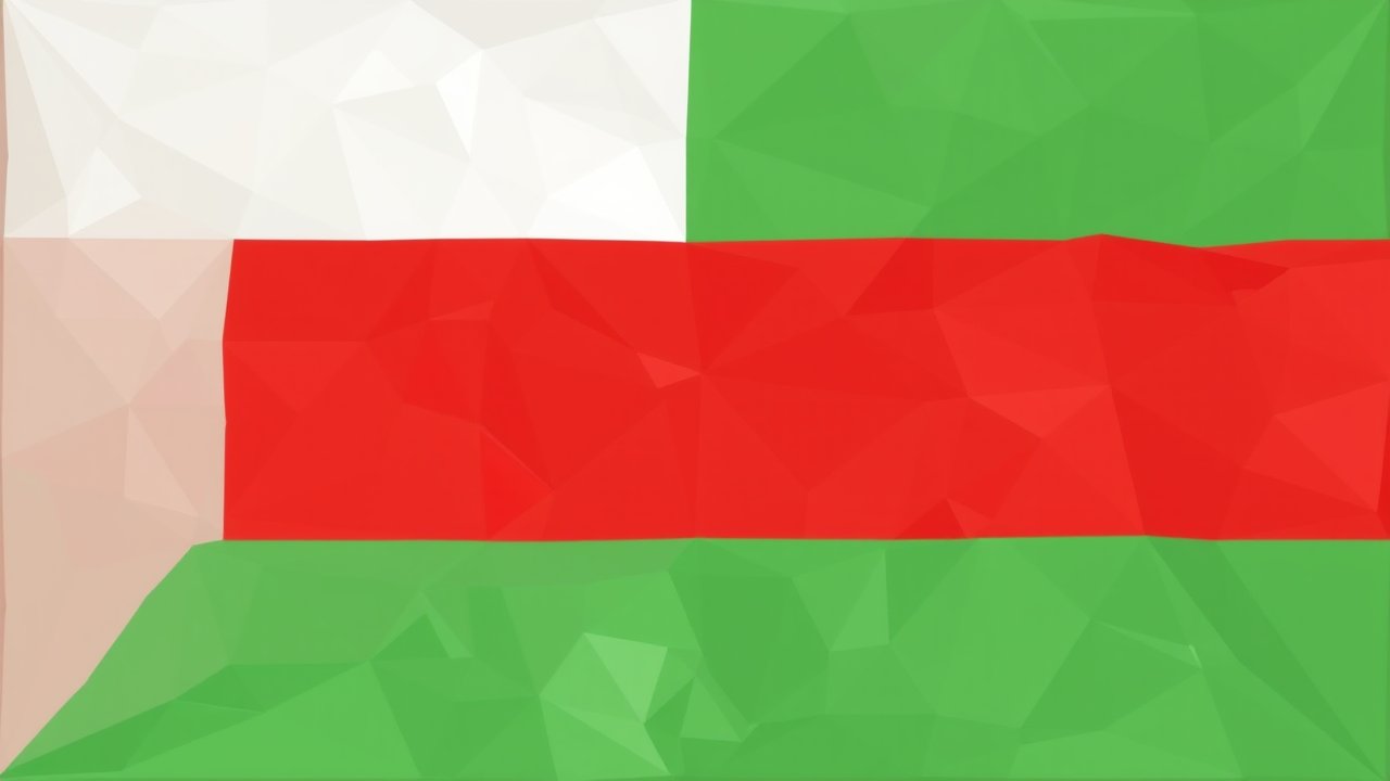 Flag of Oman 🇴🇲 in low-poly geometric style