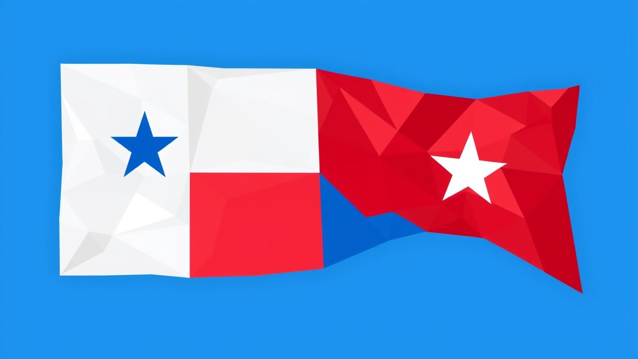 Flag of Panama 🇵🇦 in low-poly geometric style