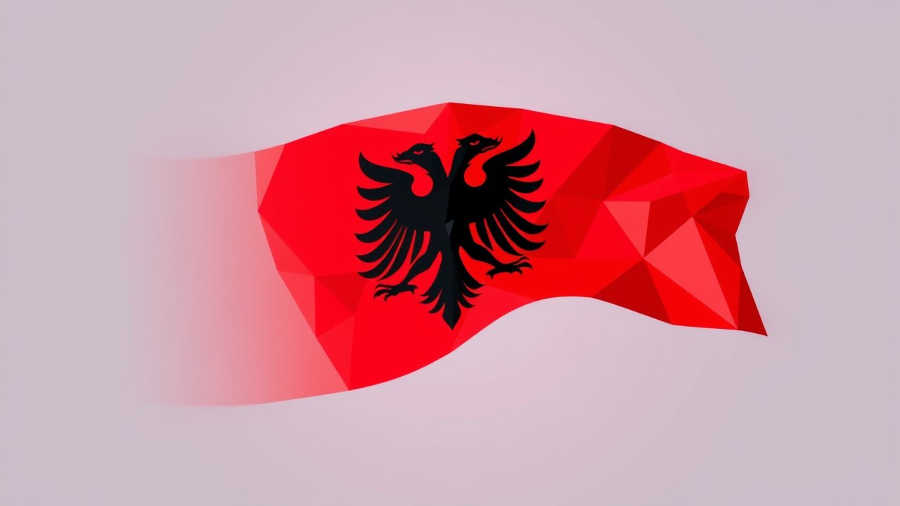Flag of Albania 🇦🇱 in low-poly geometric style