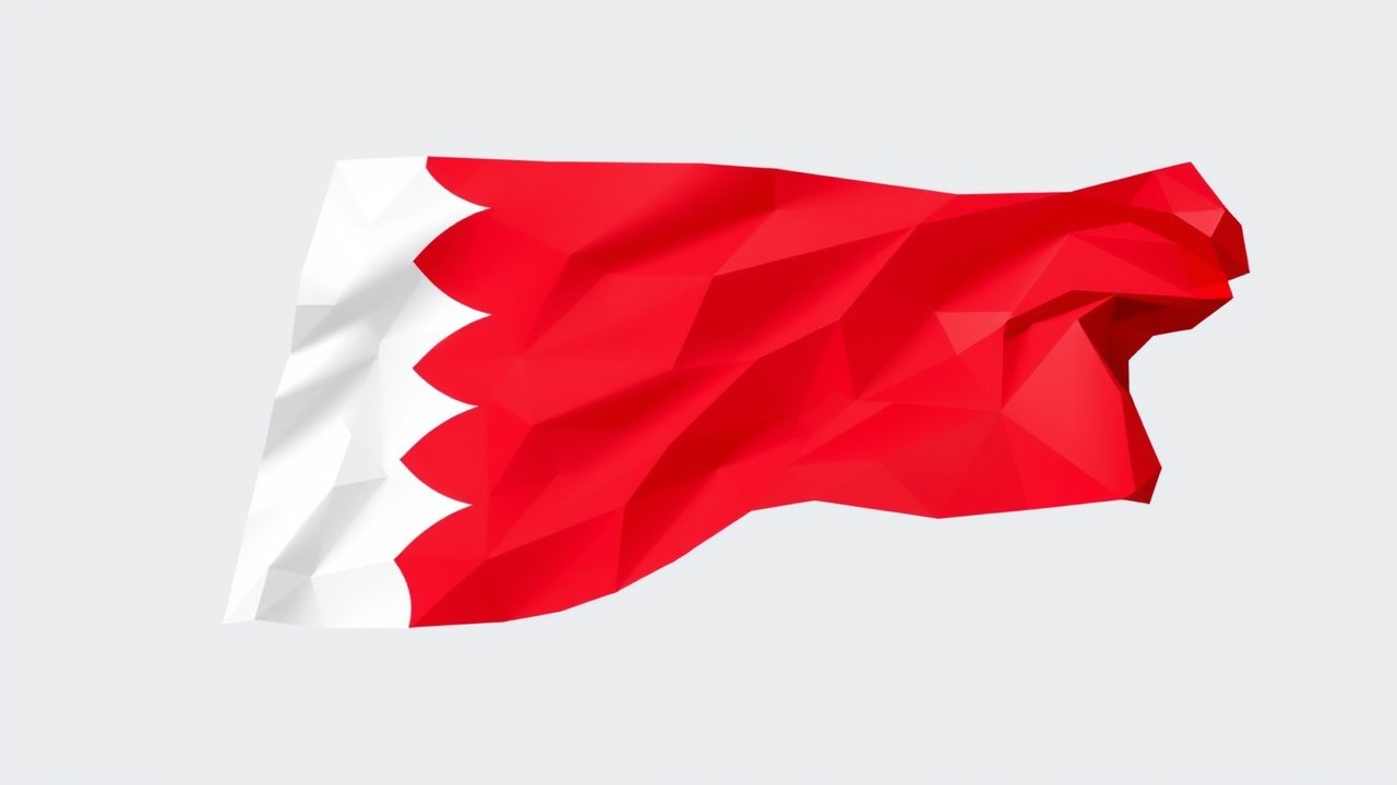Flag of Bahrain 🇧🇭 in low-poly geometric style