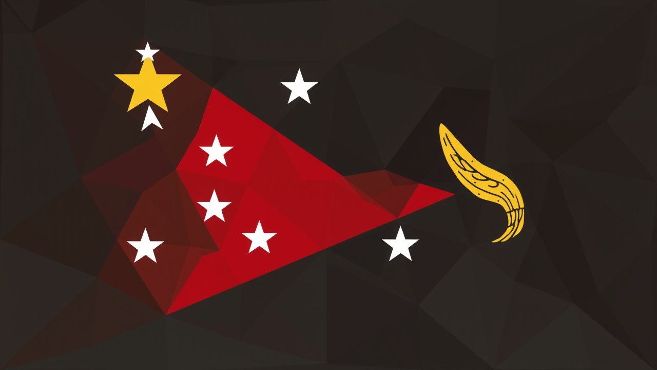 Flag of Papua New Guinea 🇵🇬 in low-poly geometric style