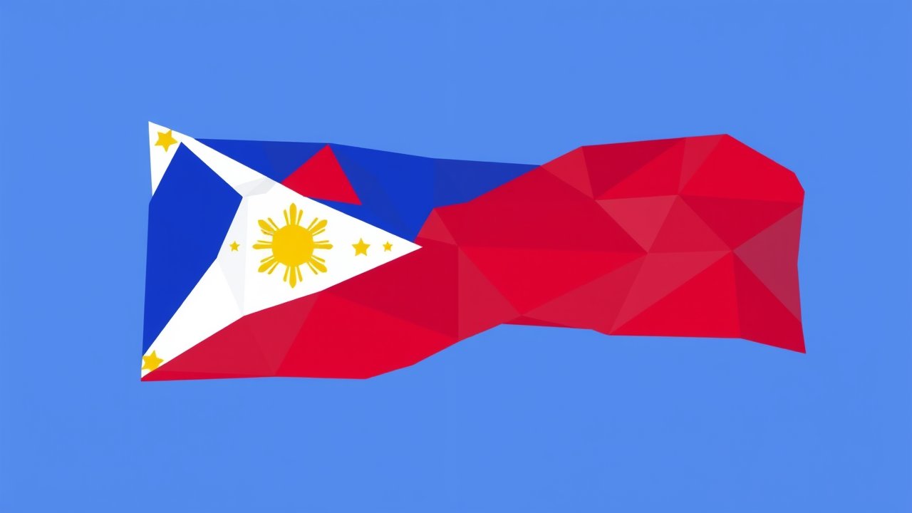Flag of Philippines 🇵🇭 in low-poly geometric style