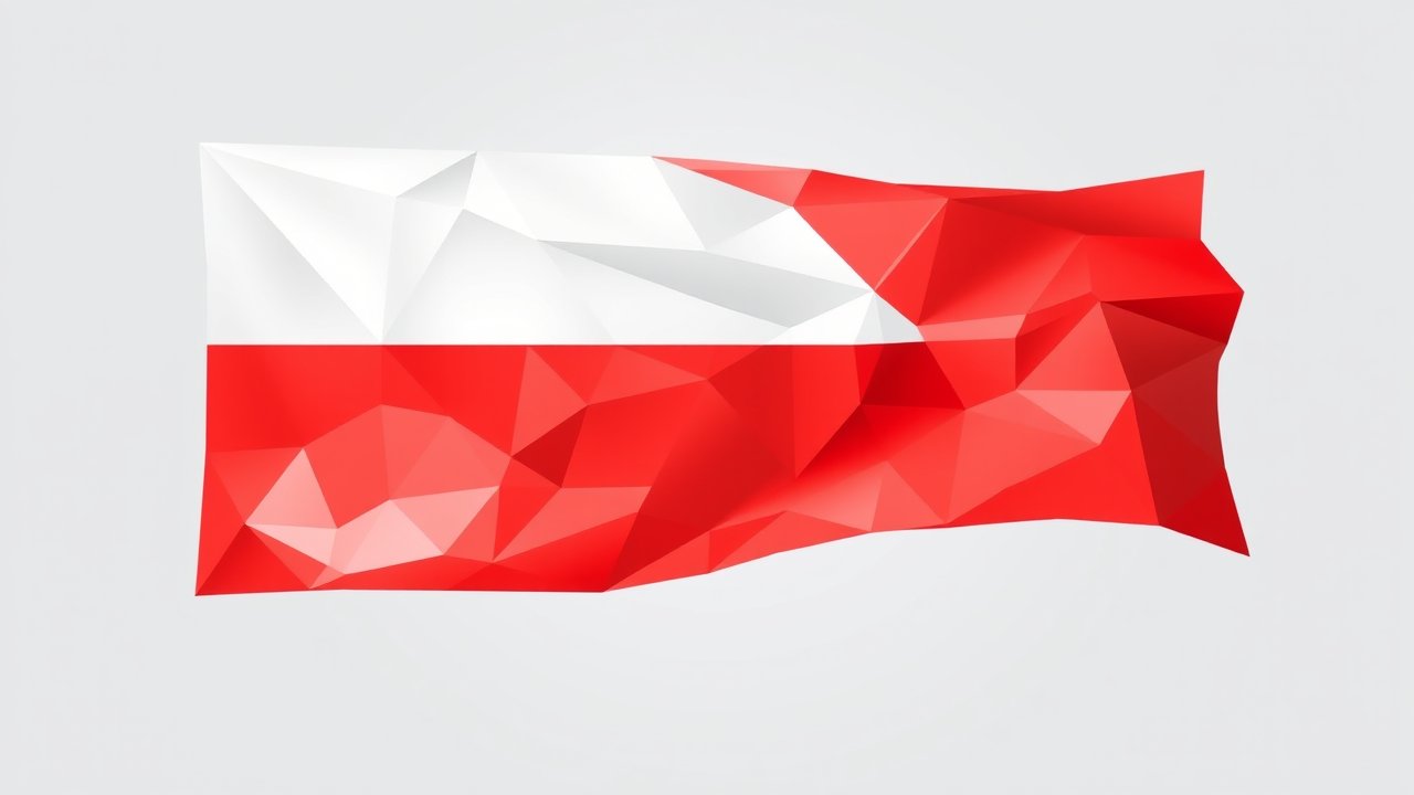 Flag of Poland 🇵🇱 in low-poly geometric style