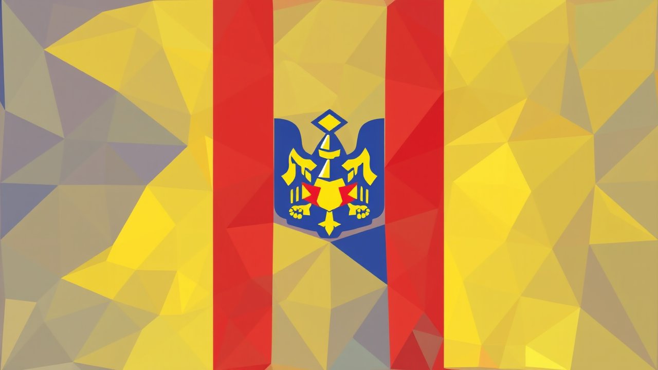 Flag of Romania 🇷🇴 in low-poly geometric style