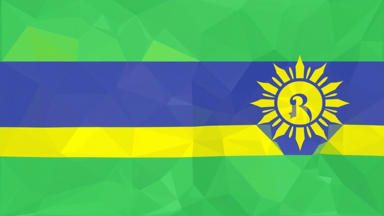 Flag of Rwanda 🇷🇼 in low-poly geometric style