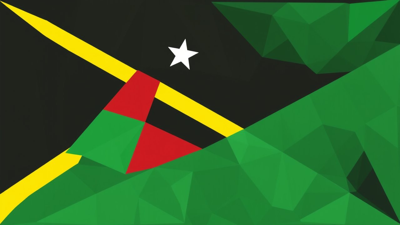 Flag of Saint Kitts and Nevis 🇰🇳 in low-poly geometric style