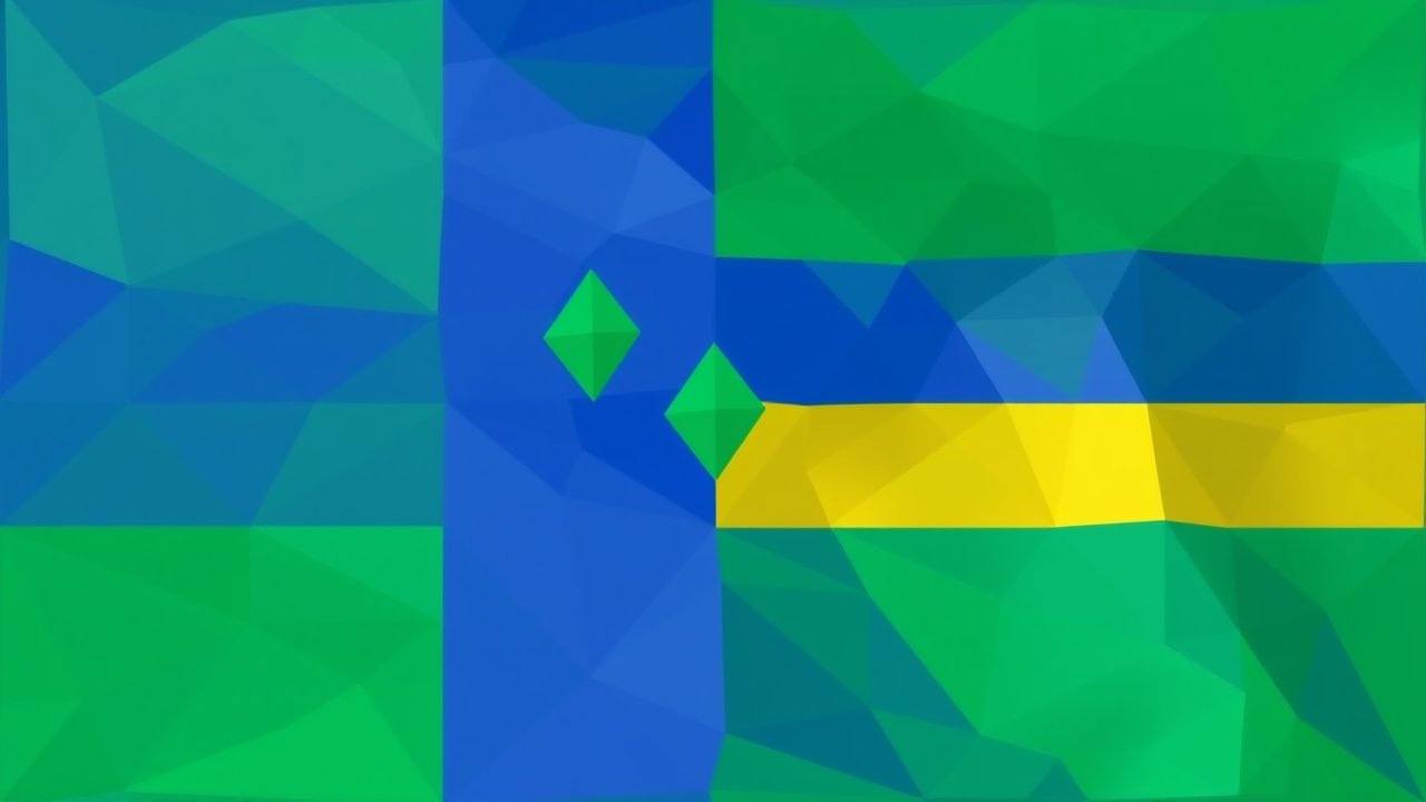 Flag of Saint Vincent and the Grenadines 🇻🇨 in low-poly geometric style