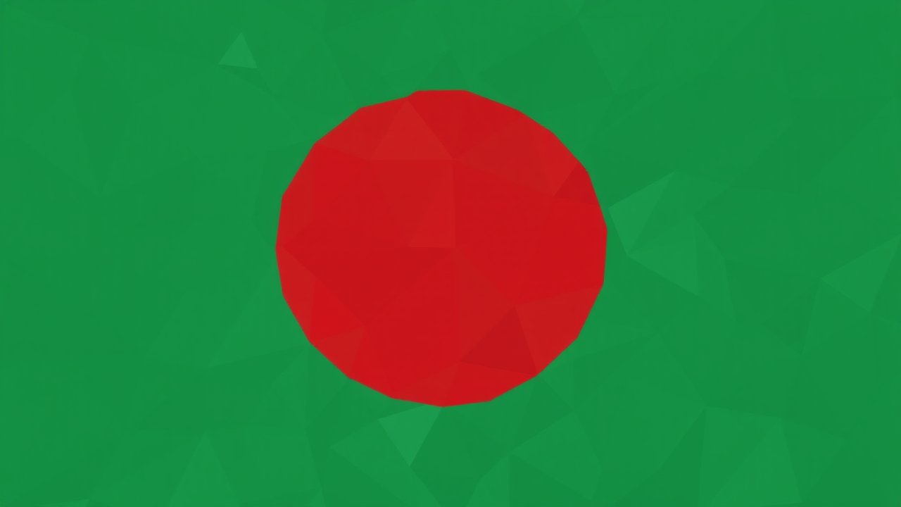 Flag of Bangladesh 🇧🇩 in low-poly geometric style
