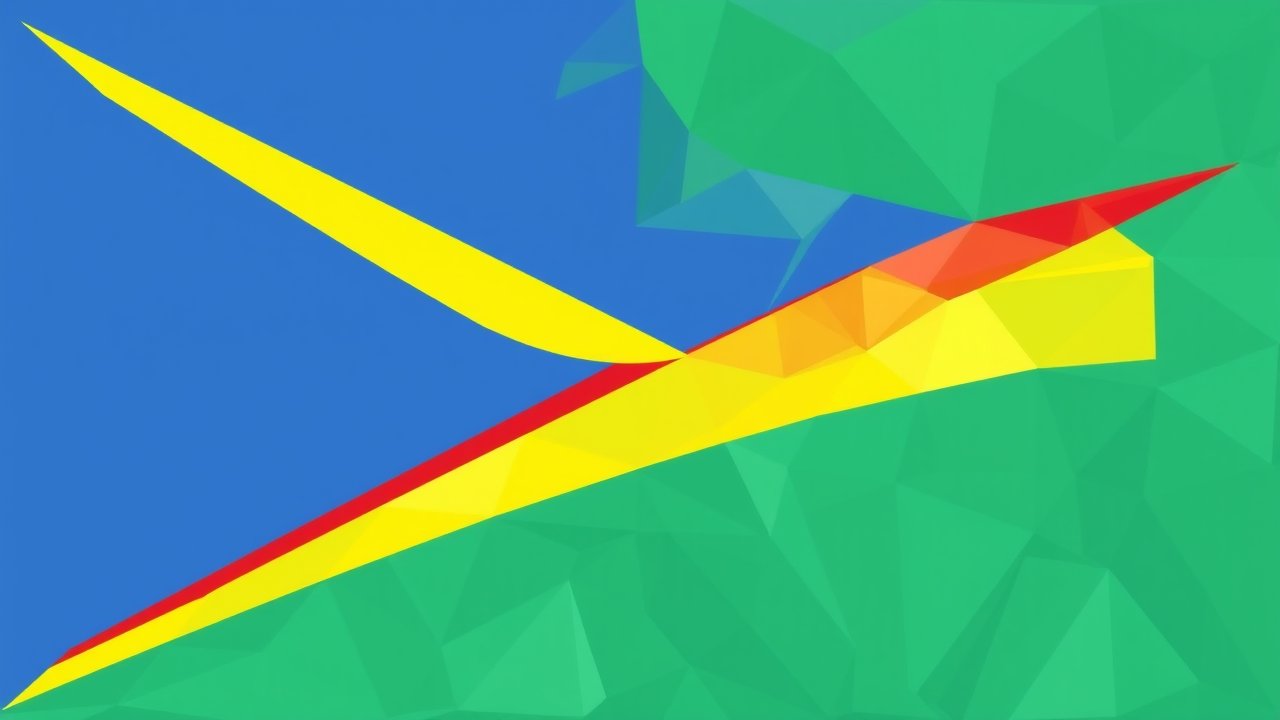 Flag of Seychelles 🇸🇨 in low-poly geometric style