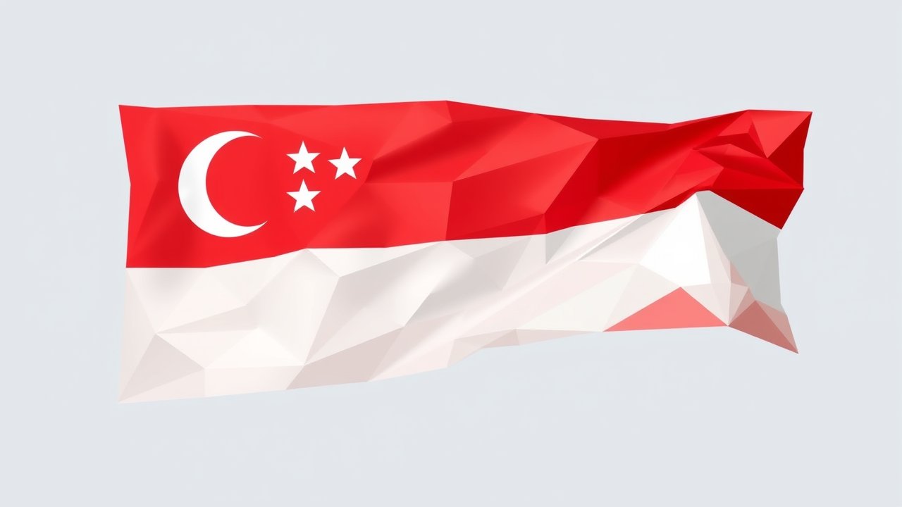 Flag of Singapore 🇸🇬 in low-poly geometric style